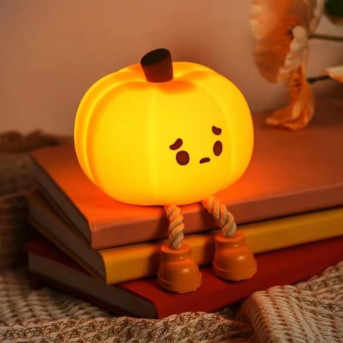 Touch Sensor Silicone LED Lamp Cute Pumpkin USB Rechargeable Nightlight Dimmable Mood Light for Bedroom Decor Birthday Gift