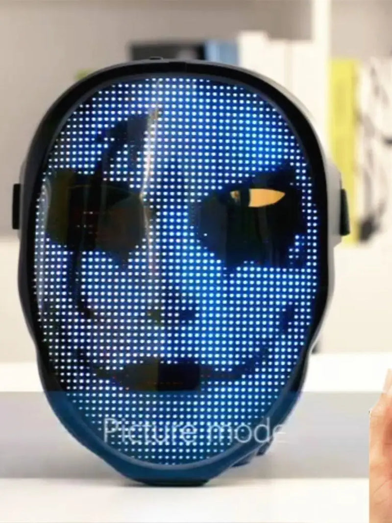 Bluetooth Led Full Face Glow Mask Ghost Face Robot RGB Led Lighting Party Halloween Music Festival Christmas Gift Clothing Props