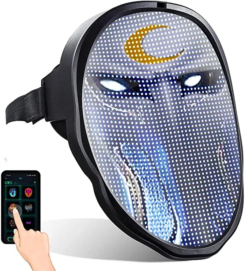 Bluetooth Led Full Face Glow Mask Ghost Face Robot RGB Led Lighting Party Halloween Music Festival Christmas Gift Clothing Props